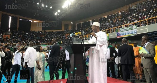 Le candidat-président malien Boubacar Keïta en campagne pour sa réélection au Gabon